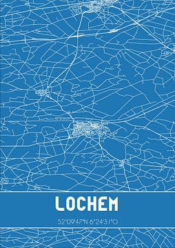Blauwdruk | Landkaart | Lochem (Gelderland) van MijnStadsPoster