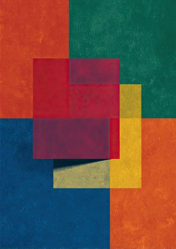 Abstract grid: orange, green, red, blue, yellow