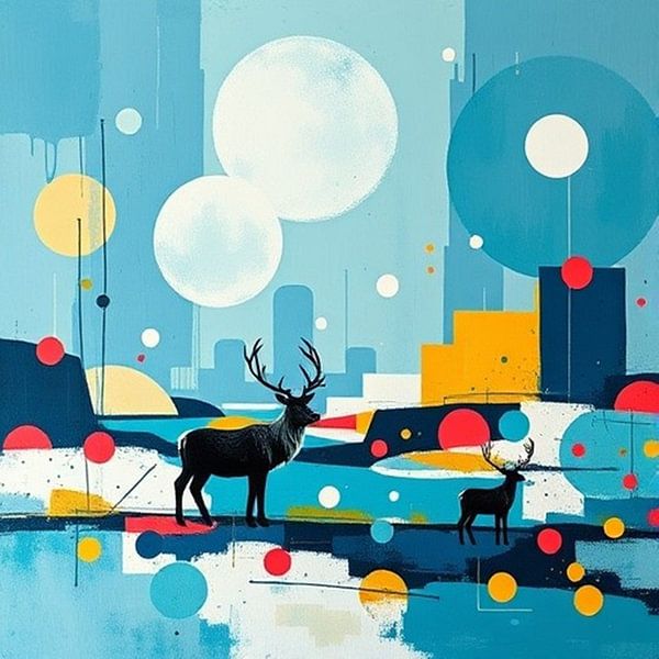 abstract expressionism reindeer by J.a Dijkstra