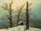 Hünengrab im Schnee,  Caspar David Friedrich von 1000 Schilderijen Miniaturansicht