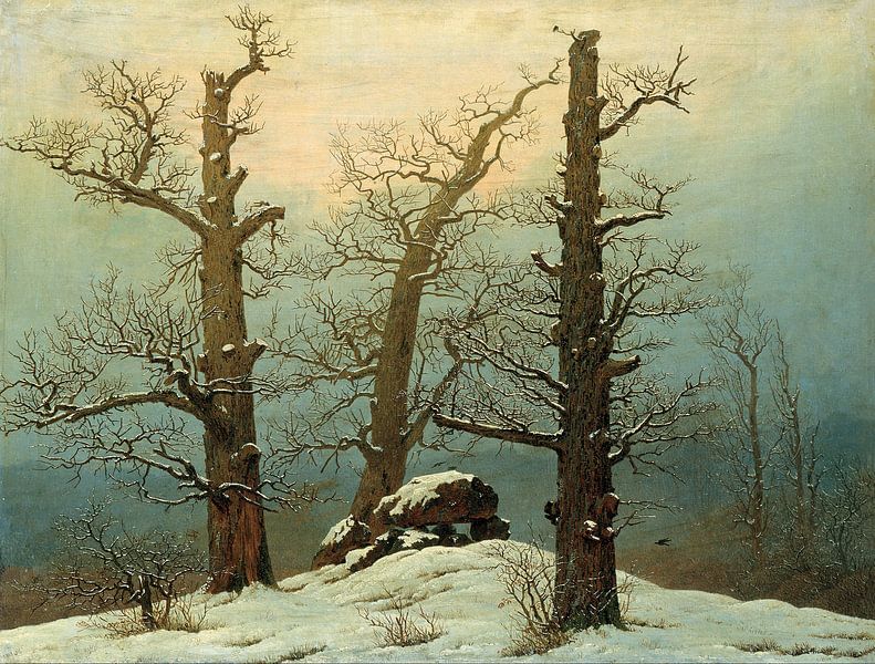 Hünengrab im Schnee,  Caspar David Friedrich von 1000 Schilderijen