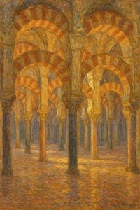 Córdoba Mezquita Interior Arches – Moorish Architecture Impressionist Art
