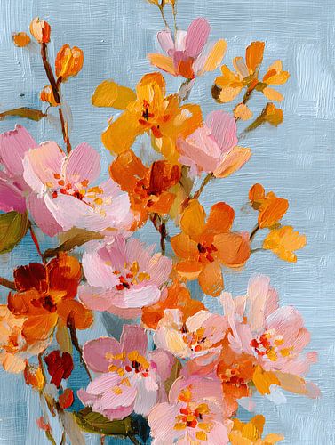 Bloesem Takken in Oranje en Roze