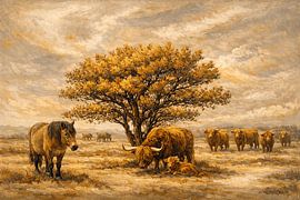 Between Dune and Time: An Impressionistic Depiction of Grazing Ponies and Highlanders in the Gravelijkheidsduinen