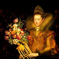 Die Prinzessin und ihre Trumpete Gefüllt mit Blumen