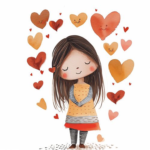 Lief meisje tussen hartjes