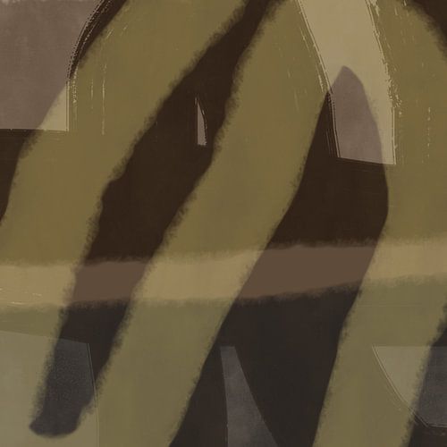 Moderne abstracte minimalistische kunst. Organische vormen en lijnen in neutrale kleuren. Groene heuvels.