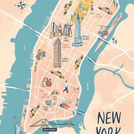 Carte illustrée de New York sur Karin van der Vegt