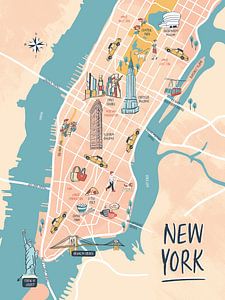 Carte illustrée de New York sur Karin van der Vegt