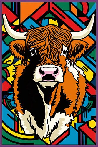 Schotse hooglander pop art portret