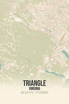 Alte Karte von Triangle (Virginia), USA. von Rezona