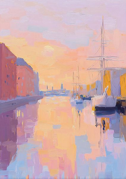 Hamburg Harbour Impressionism Oil by Niklas Maximilian