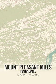 Vintage landkaart van Mount Pleasant Mills (Pennsylvania), USA. van Rezona