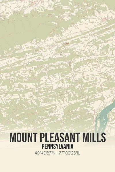 Carte ancienne de Mount Pleasant Mills (Pennsylvanie), USA. par Affiches de lieux