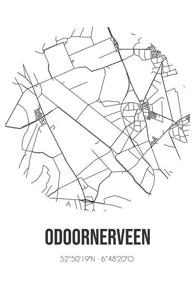 Odoornerveen (Drenthe) | Map | Black and white by Prints of Place