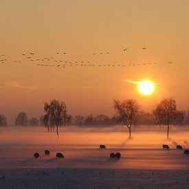 Winter zonsondergang sur Jan van Kemenade