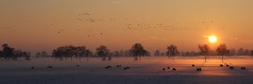 Winter zonsondergang van Jan van Kemenade