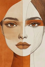 Woman’s Face: Symmetry in Abstract Orange Tones by Eva Lee