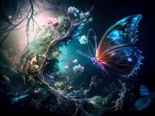 Vlinder in het betoverde bos