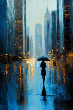 Regenachtige dag in de stad van Poster Art Shop
