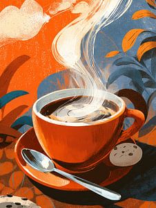 illustration d'une tasse de café chaud ou d'un cappuccino