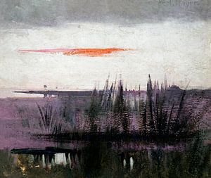 Der Himmel simuliert durch weiße Flamingos. Abstrakte Landschaft in lila, rot, weiß, grau und schwar