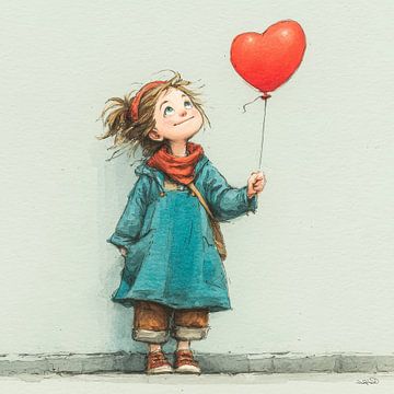 fille avec ballon sur Gelissen Artworks