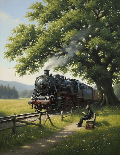 Locomotive Beneath the Shady Tree