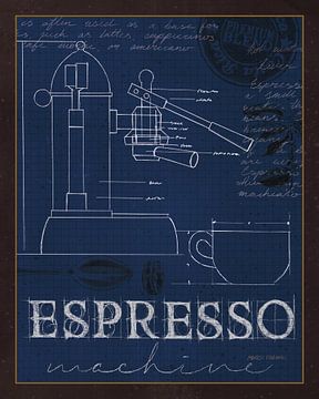 Coffee Blueprint IV Indigo, Marco Fabiano by Wild Apple