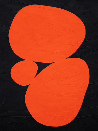 Minimalist abstract art featuring organic shapes in warm, colourful tones.
