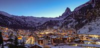 Zermatt and the Matterhorn as night falls