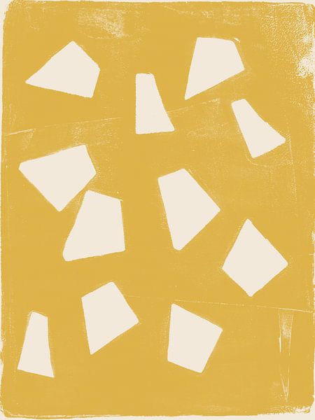 Abstract shapes in yellow and white. by Dina Dankers