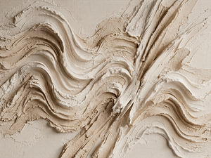 Modern abstract: Golvende dikke structuren in neutrale zandtinten