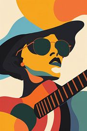 Abstract Musician with Colourful Guitar by Imperial Art House