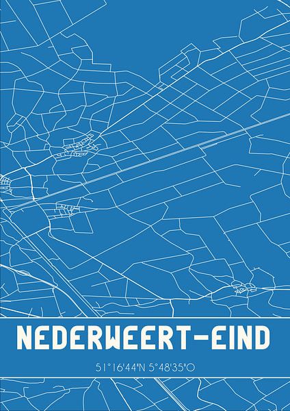 Blauwdruk | Landkaart | Nederweert-Eind (Limburg) van Stad & Wand