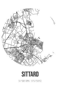 Sittard (Limburg) | Carte | Noir et Blanc sur Rezona