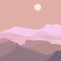 Mountain landscape in warm pastel colors