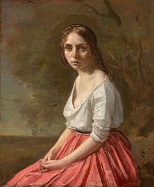 Young Woman in a Pink Skirt, Jean-Baptiste-Camille Corot