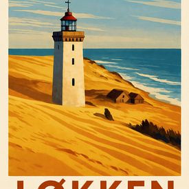 Løkken - Phare sur la dune dorée sur Sabine Wagner