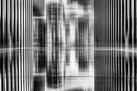Spiegelung Fassaden abstrakt schwarz-weiss von Dieter Walther