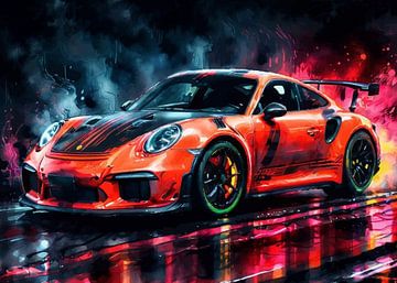 Porsche 911 GT3 RS White with Red Stripes by MIROKKU