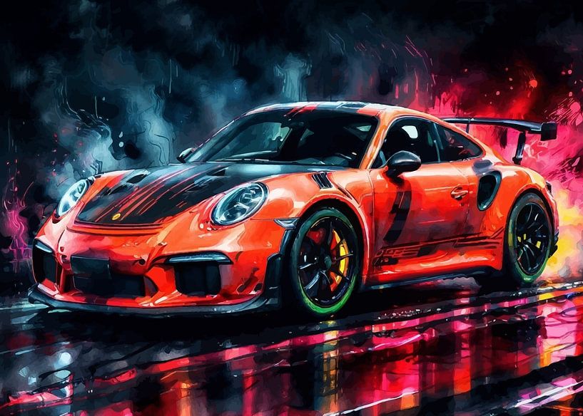 Porsche 911 GT3 RS Weiß mit roten Streifen von MIROKKU
