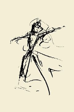 Abstract kunstwerk danseres op zacht gele achtergrond