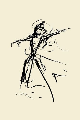 Abstract kunstwerk danseres op zacht gele achtergrond