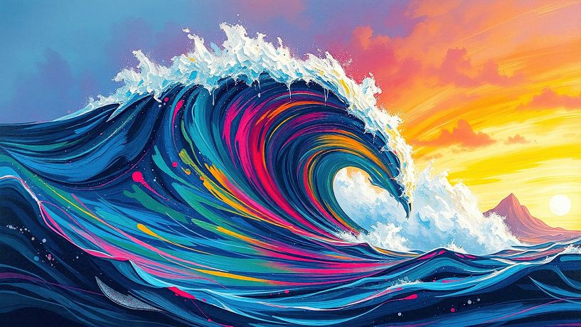 Under the spell of the monster wave - between spraying spray, glowing skies and the last light of the sun by AidasignArt