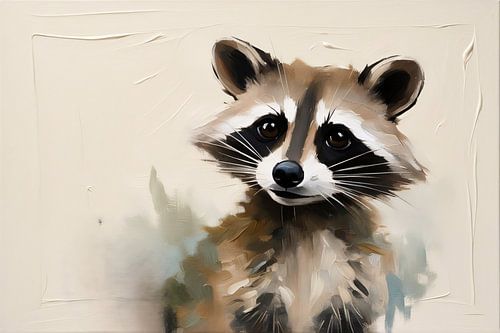 Realistisch schilderij van wasbeer