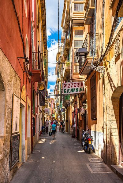 Straatje in historisch centrum van Palma de Majorca, Spanje van Alex Winter