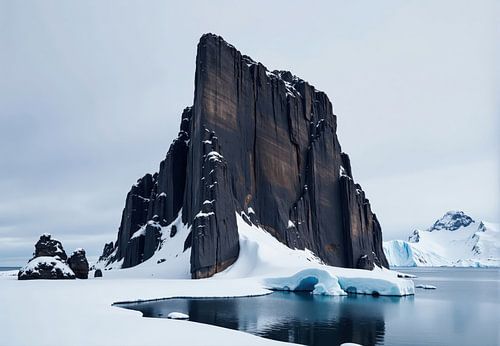Met sneeuw bedekte rotsformatie in Antarctisch landschap