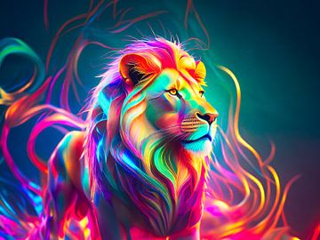 Löwe mit Bunten Farben von Mustafa Kurnaz