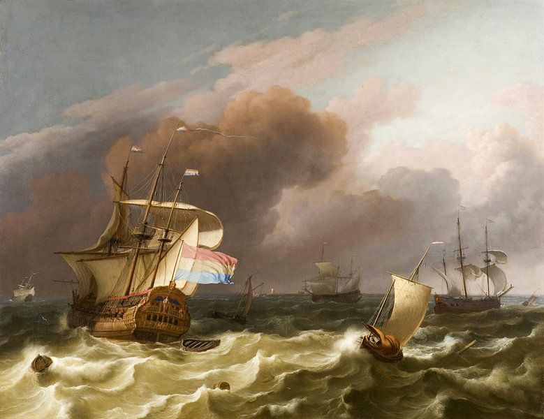 Navires en mer agitée, Ludolf Bakhuizen par Des maîtres magistraux